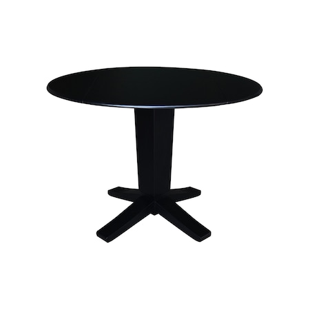 International Concepts 42 in. Solid Wood Round Dual Drop Leaf Dining Pedestal Table - 30.3 in.High in Black K46-42DPT-23B